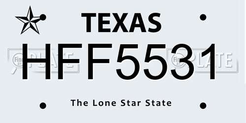 HFF5531 Texas License Plate