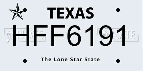 HFF6191 Texas License Plate
