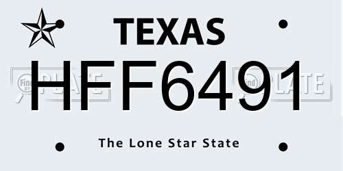 HFF6491 Texas License Plate