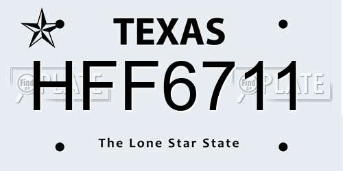 HFF6711 Texas License Plate