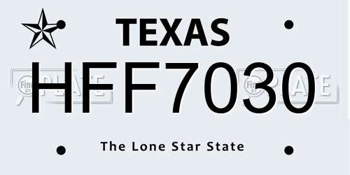 HFF7030 Texas License Plate