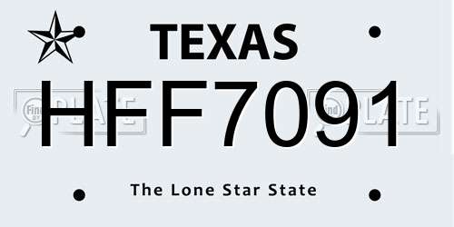HFF7091 Texas License Plate