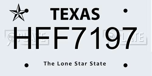 HFF7197 Texas License Plate