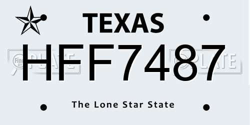 HFF7487 Texas License Plate