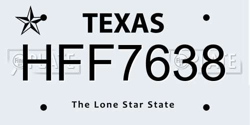 HFF7638 Texas License Plate