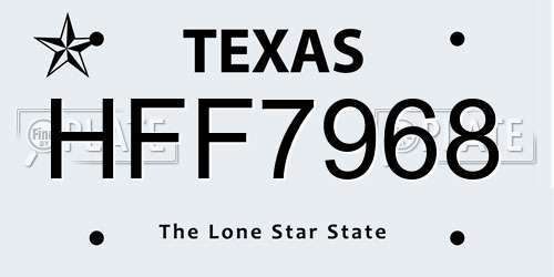 HFF7968 Texas License Plate