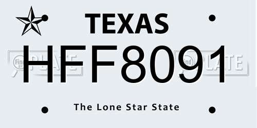 HFF8091 Texas License Plate