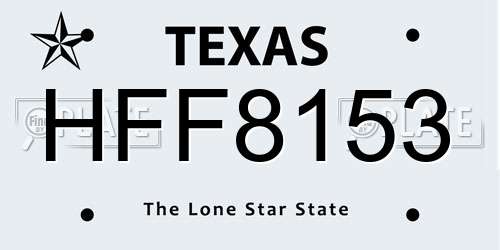 HFF8153 Texas License Plate