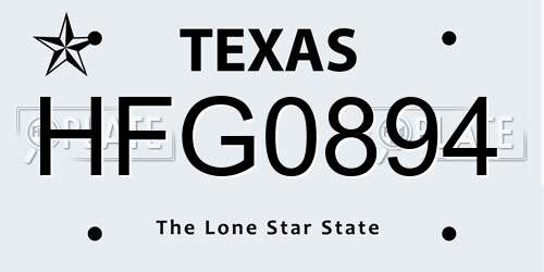 HFG0894 Texas License Plate