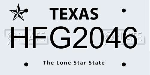 HFG2046 Texas License Plate