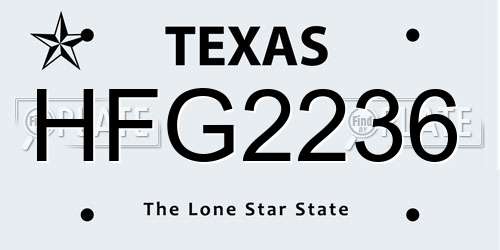 HFG2236 Texas License Plate
