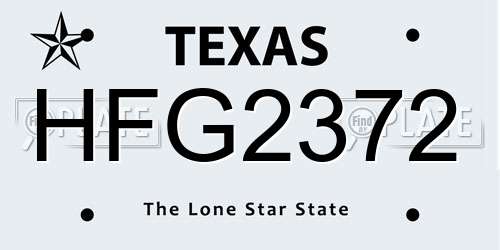 HFG2372 Texas License Plate