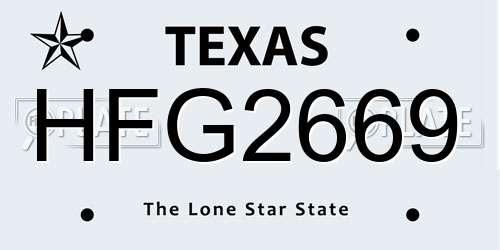 HFG2669 Texas License Plate