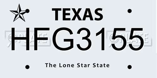 HFG3155 Texas License Plate