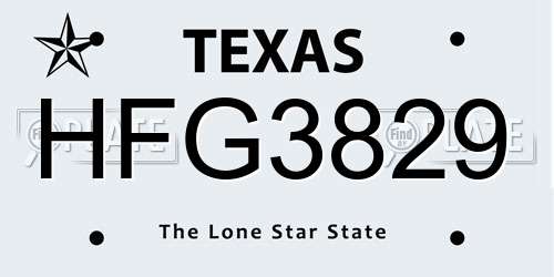 HFG3829 Texas License Plate