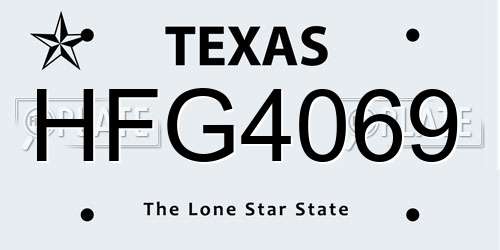 HFG4069 Texas License Plate