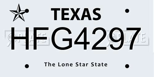 HFG4297 Texas License Plate