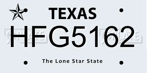 HFG5162 Texas License Plate