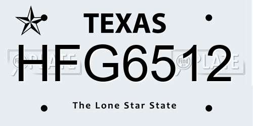 HFG6512 Texas License Plate