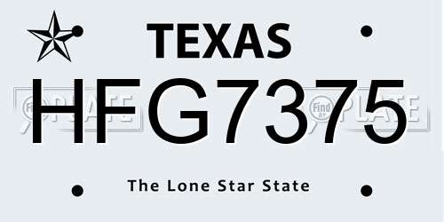 HFG7375 Texas License Plate