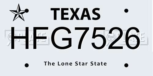 HFG7526 Texas License Plate
