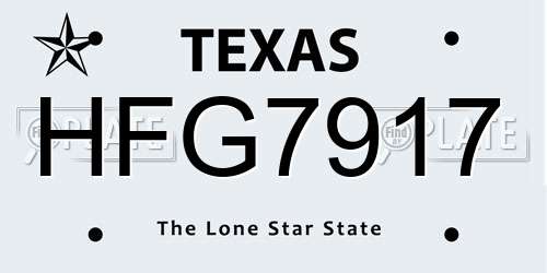 HFG7917 Texas License Plate