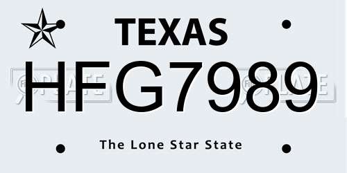 HFG7989 Texas License Plate
