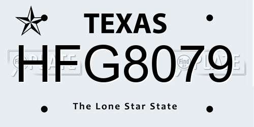 HFG8079 Texas License Plate