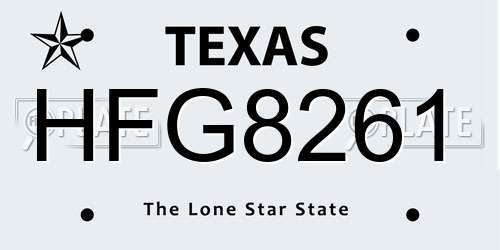 HFG8261 Texas License Plate