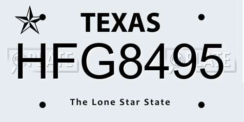 HFG8495 Texas License Plate