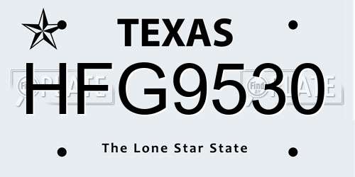 HFG9530 Texas License Plate