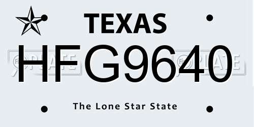 HFG9640 Texas License Plate