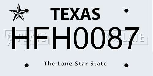 HFH0087 Texas License Plate