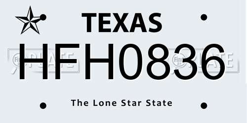 HFH0836 Texas License Plate