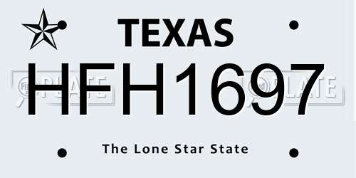 HFH1697 Texas License Plate