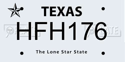 HFH176 Texas License Plate