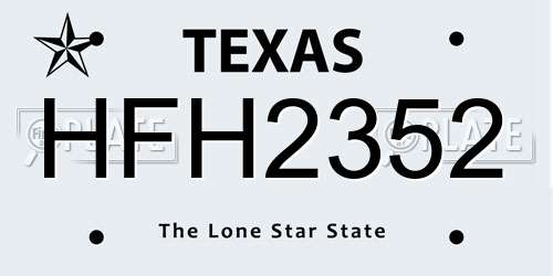 HFH2352 Texas License Plate