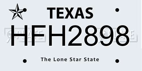 HFH2898 Texas License Plate