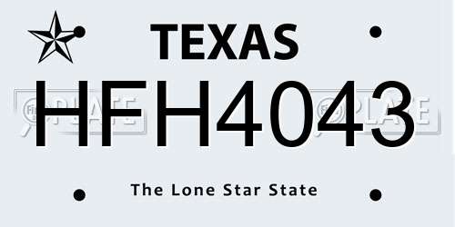 HFH4043 Texas License Plate
