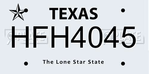 HFH4045 Texas License Plate