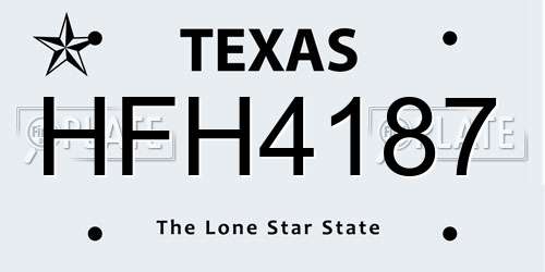 HFH4187 Texas License Plate