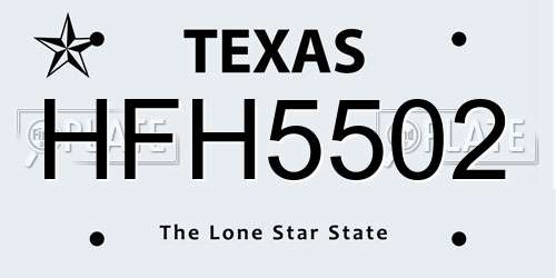 HFH5502 Texas License Plate