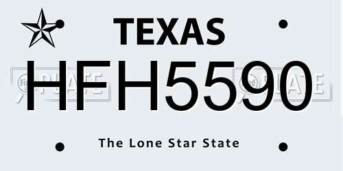 HFH5590 Texas License Plate