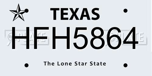 HFH5864 Texas License Plate