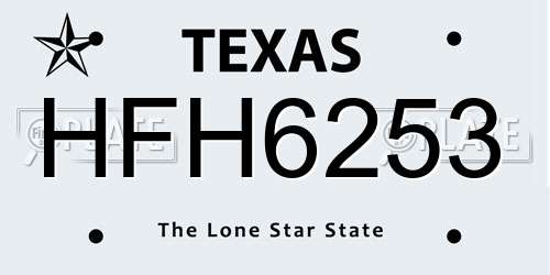 HFH6253 Texas License Plate