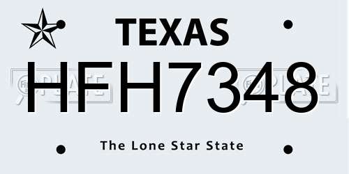 HFH7348 Texas License Plate