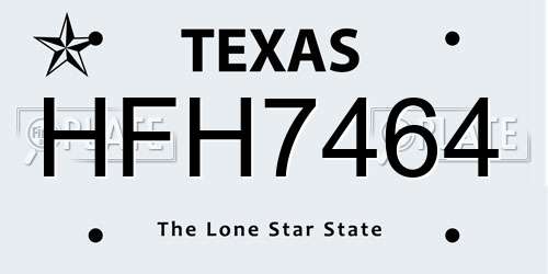 HFH7464 Texas License Plate