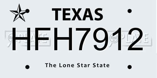 HFH7912 Texas License Plate