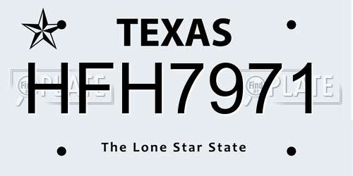 HFH7971 Texas License Plate