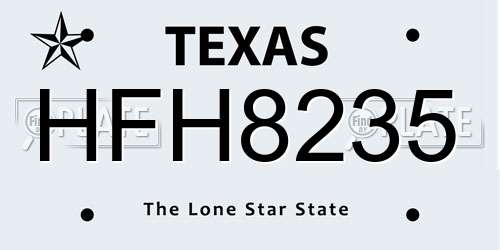 HFH8235 Texas License Plate
